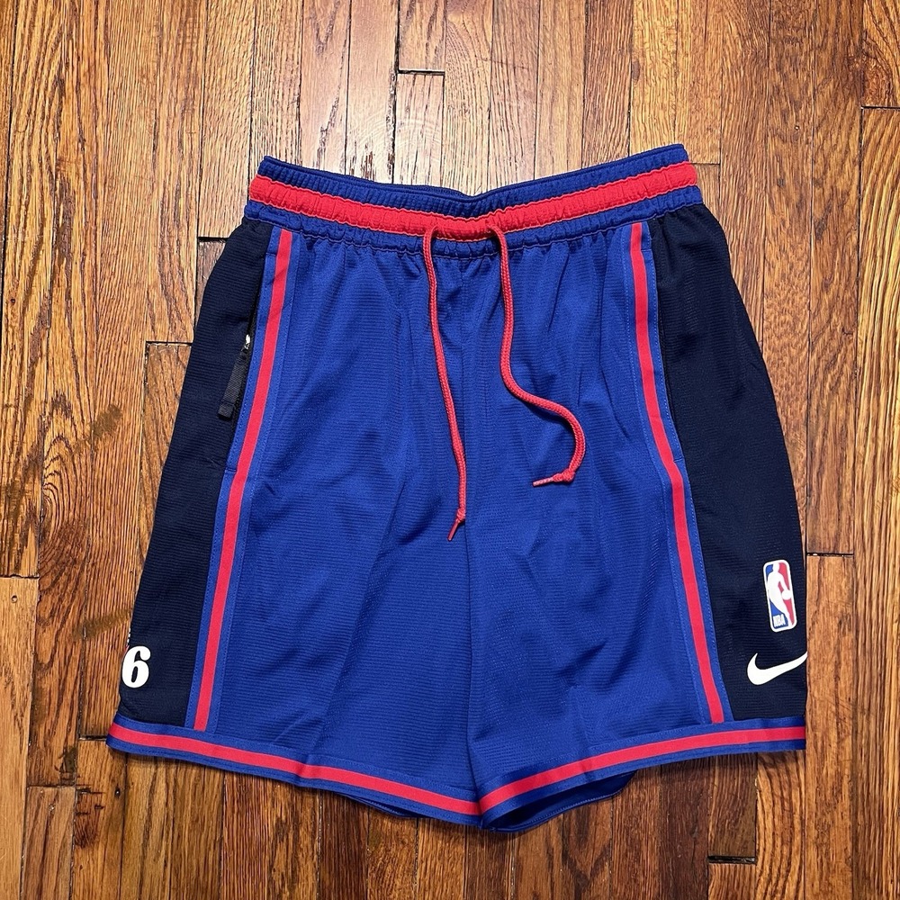 Nike NBA Authentic's Philadelphia 76ers Pre Game Shorts Mens Med Blue DN8289-495